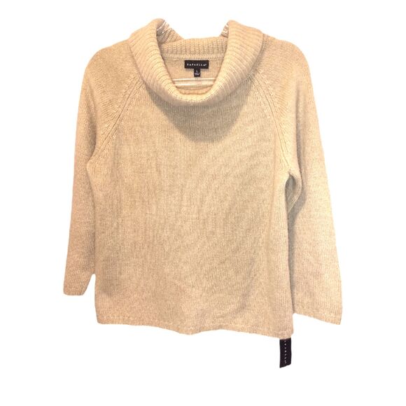 NWT Rafaella Camel Tan Cowl Neck Angora Blend Sweater Size L - Picture 1 of 4